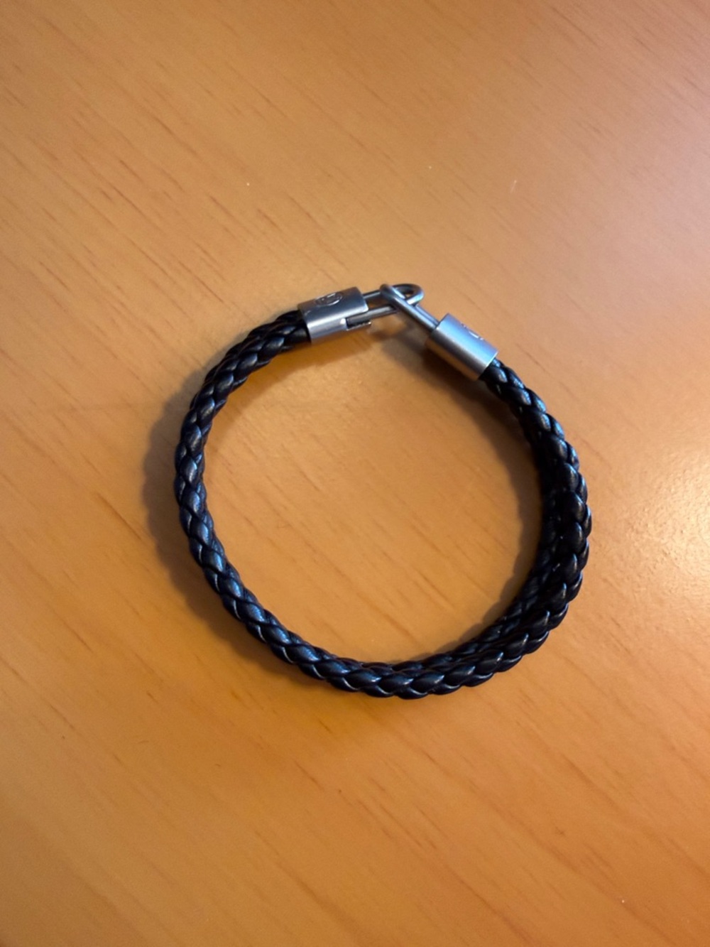 Black Braided Bracelet with Silver Clasp - Picture 2 of 3